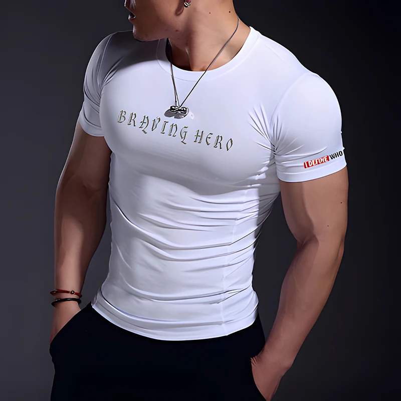 

Men's Summer Casual Comfortable Tight-Fitting Man T-Shirt Sports Gym Sportswear Quick-Drying Breathable T Shirt