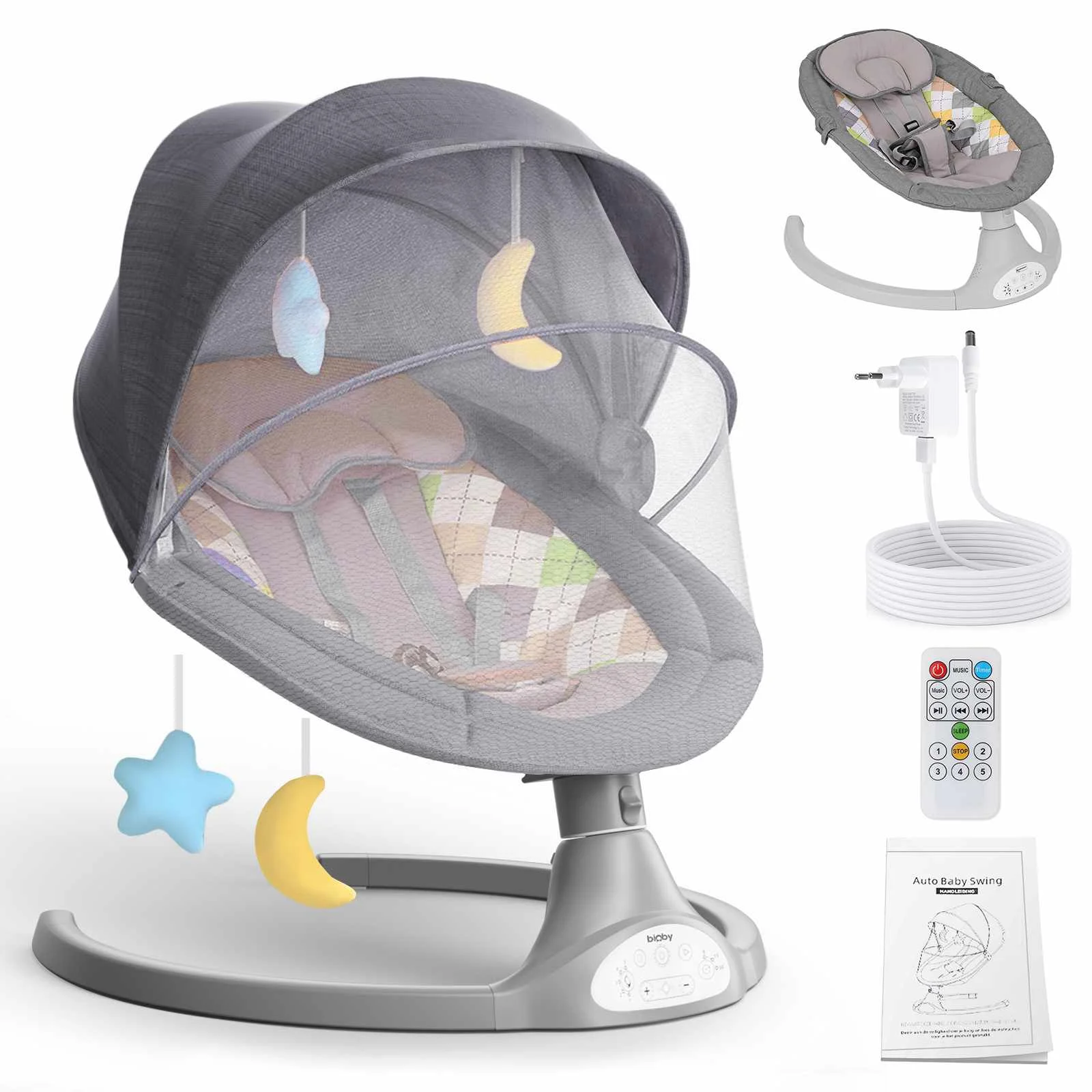 Electric Baby Swing Baby Lounger Chaise Longue for Baby Resting Chair Chair with bluetooth Music Remote Control Baby Cot