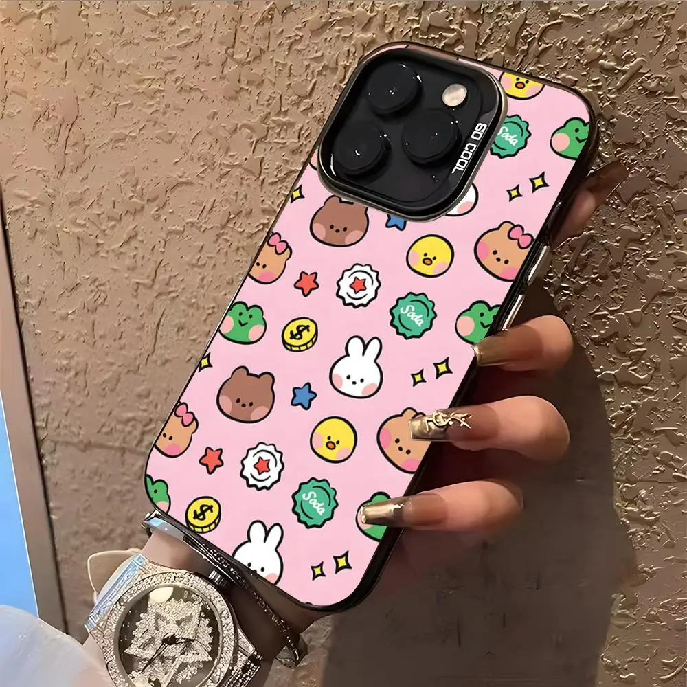 Фото Модный мультяшный чехол L-line FriendES для iPhone, серебристый корпус для iPhone 17, 16, 15, 14, 13, 12, 11 Pro Max Plus №4