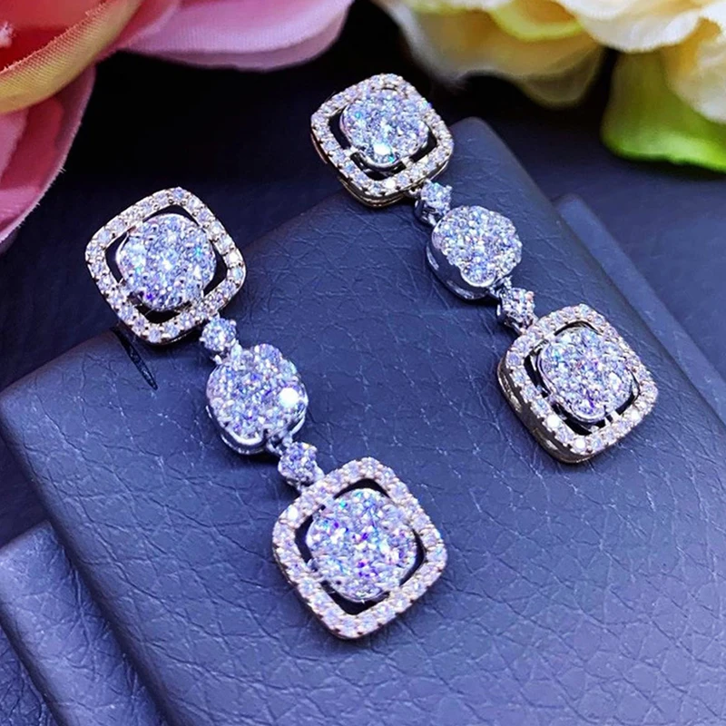 

UILZ Luxury AAA Cubic Zircon Drop Earrings for Women Bride Silver Gold Color Long Earrings Brincos Bijoux Wedding Jewelry Gifts