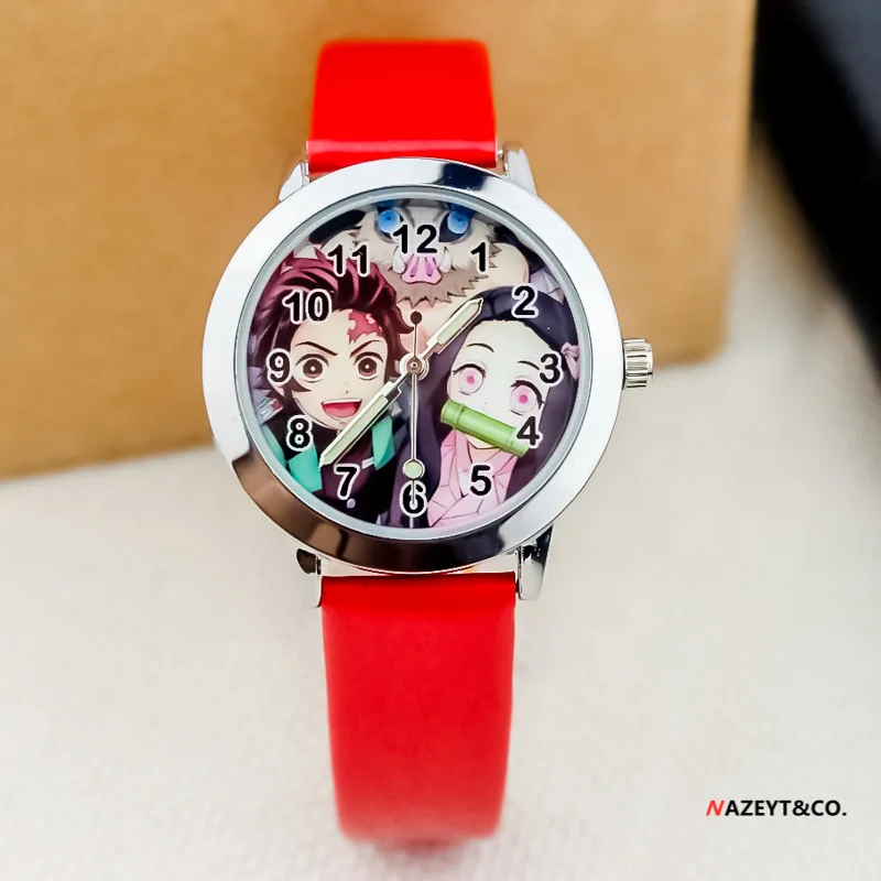 Купи New Demon Slayer Children's Watch Anime figure Tanjirou Nezuko Pointer Luminous Boys Girls Quartz Electronic kids Watch gifts за 139 рублей в магазине AliExpress