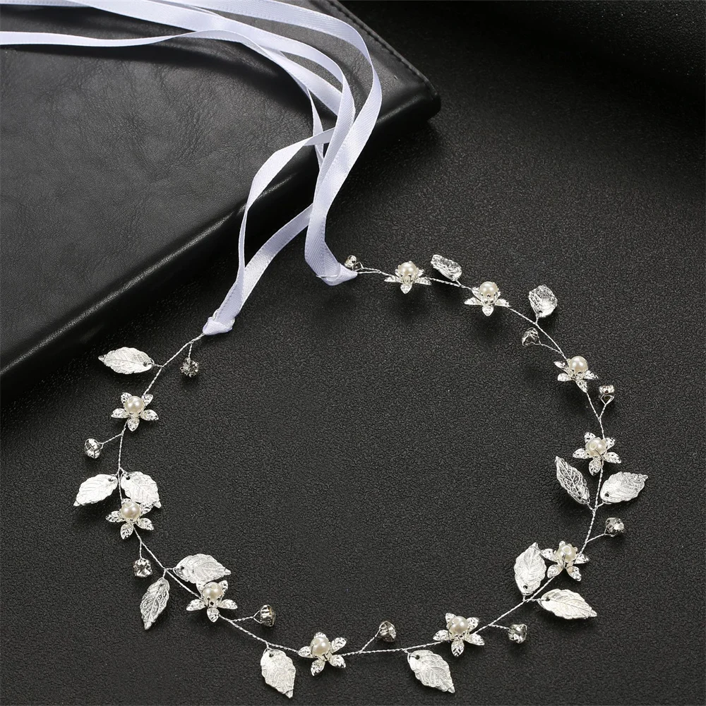 

Bridal Wedding Crystal Pearl Flower Headband Bridal Hair Accessories Bride Tiara Handmade Hairband Bridal Hair Jewelry Headdress