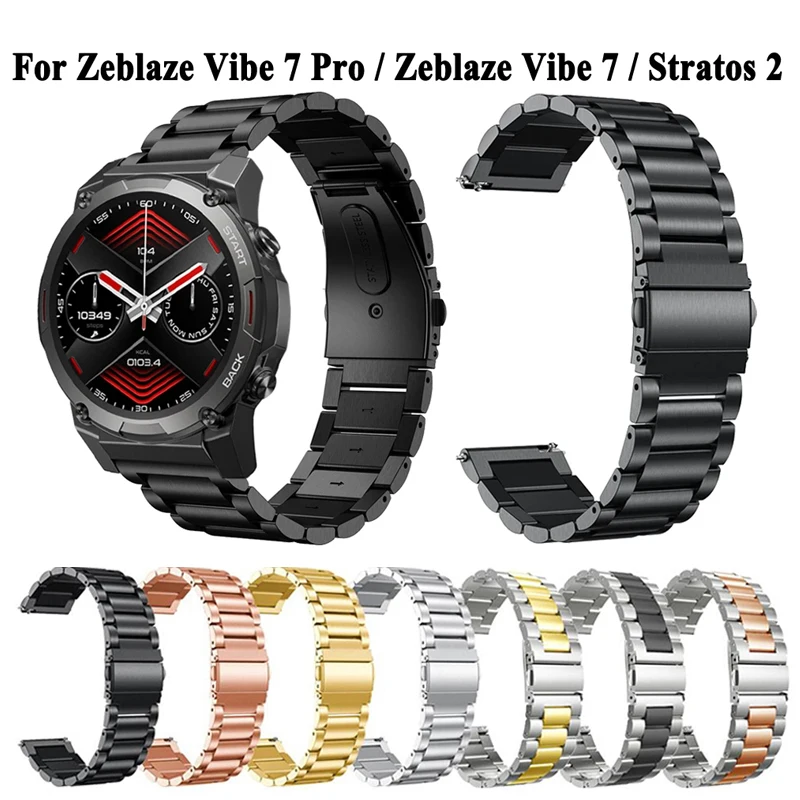 Ремешок Из Нержавеющей Стали Для Умных Часов Zeblaze Vibe 7/7pro/7 Lite/beyond 2/stratos 2 3 Gtr 22 Мм