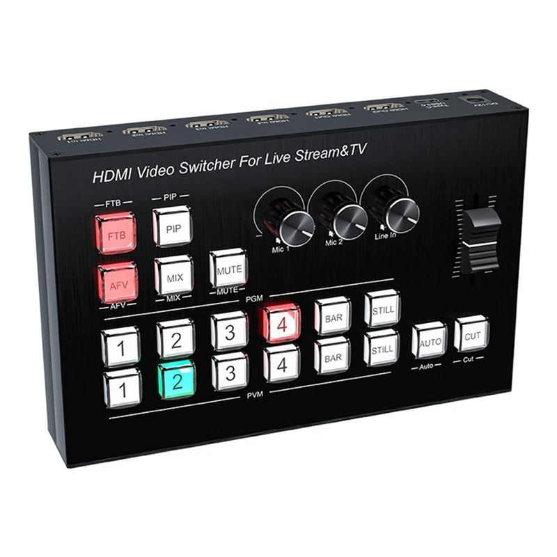 4K 4 Channel -Compatibl Video Multi Camera Switcher For Live Broadcast Streaming Production Mixer