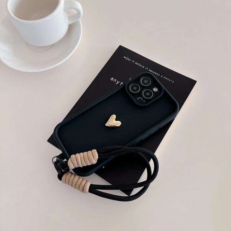 Фото Мягкий чехол для телефона с ремешком 3D Heart для Huawei Nova Y91 Y90 Y61 Y71 Y72 Y70 Y9A Y7A Y6S Y8S Y9S Y6P Y8P P Smart Z 2021 Cover №3