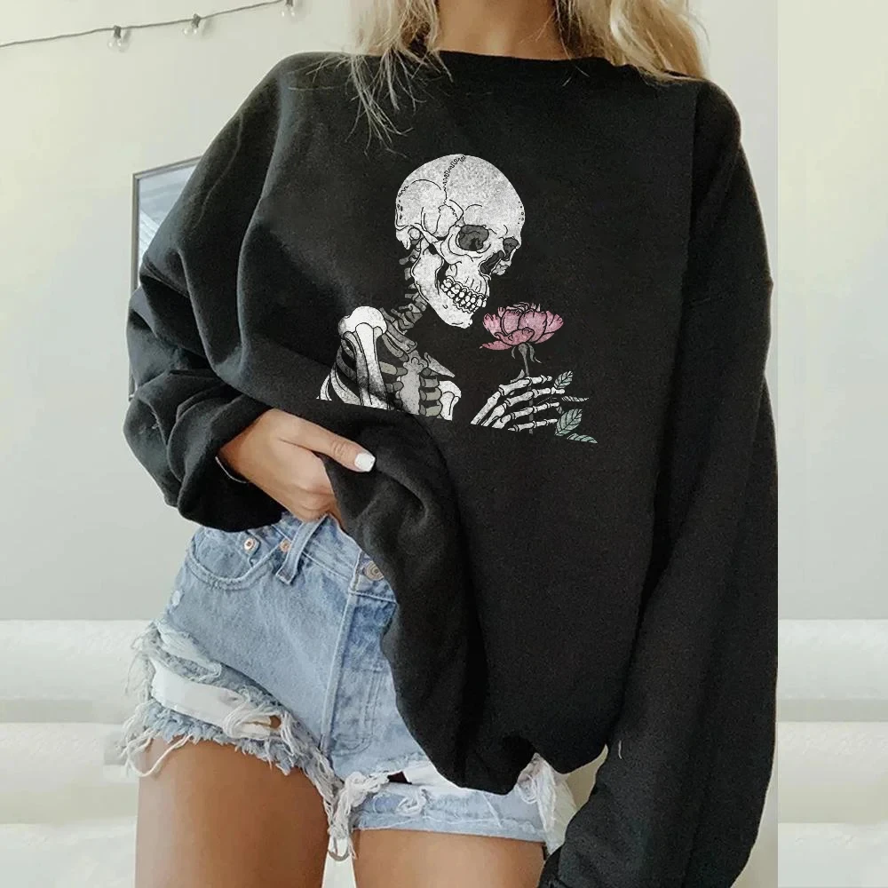 

Rheaclot Flowers Printing Women's Causal Cotton Long Sleeve SweatShirt