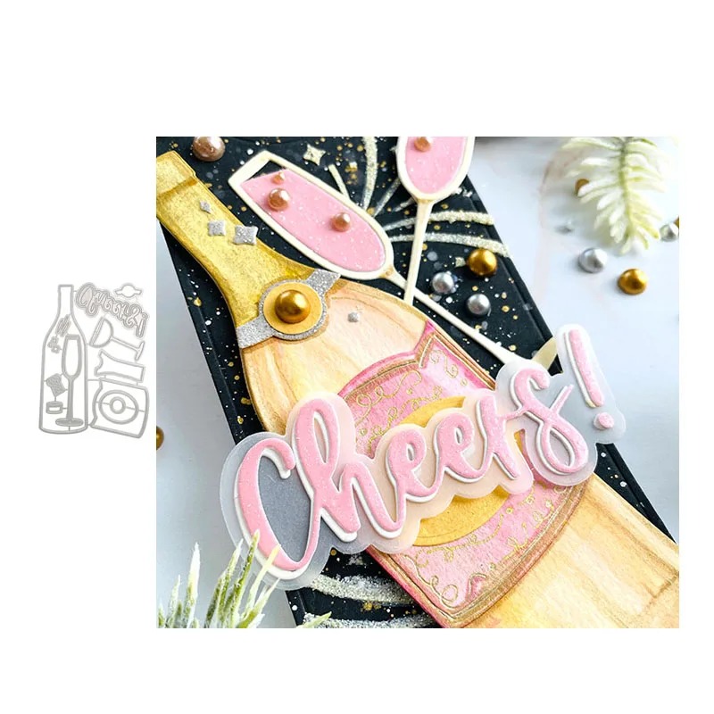 

Champagne Cheers Wine Glass Craft Mold Metal Cutting Dies for Scrapbooking Dies Cut Stencil Handmade Tools Model Template Decor