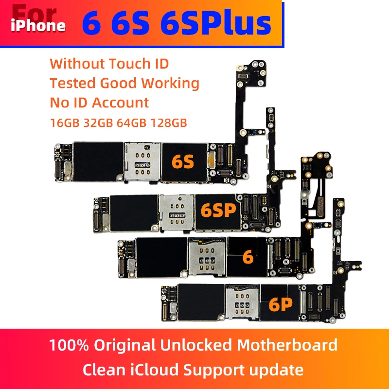 Motherboard For iPhone 6 6p 6s 6sp Motherboard Free iCloud For iphone 6 6Plus 6S 6SPlus Logic Board Mainboard Without Touch ID