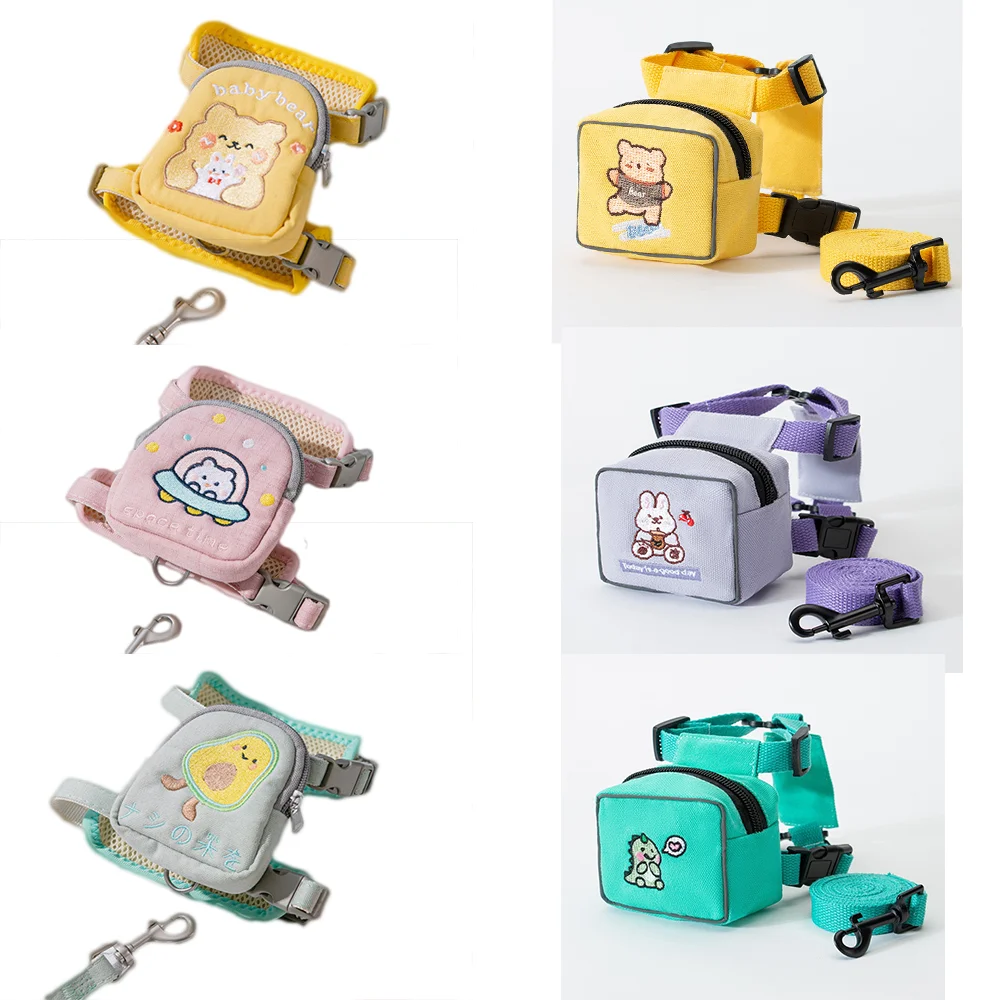 

Small and Medium-sized Dog Backpack Dog Harness with Leash Set Dog Chest Type Dog Collar Cat Snack Bag PetAccessories