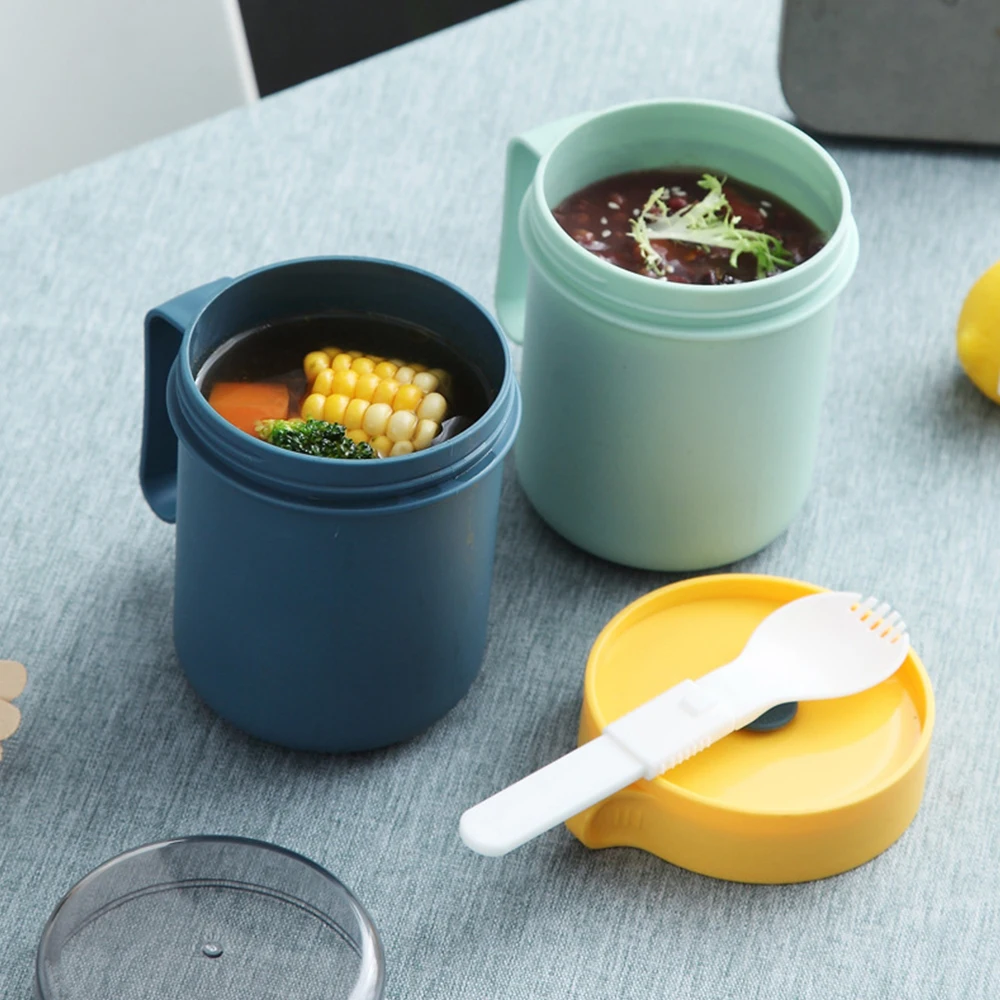 Cereal Breakfast Cup Oatmeal with Lid Spoon Mug Microwave Mi