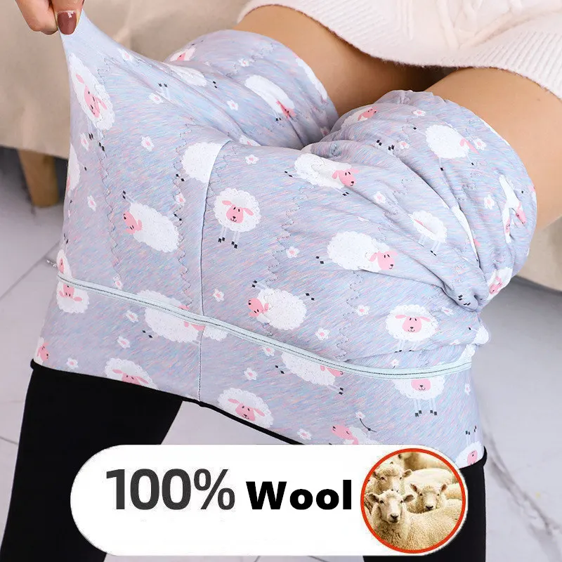 

Fashion Winter Wool Pants Women Velvet Pockets Office Lady Pink Pants Elastic Waist Streetwear Women Pencil Sweatpants