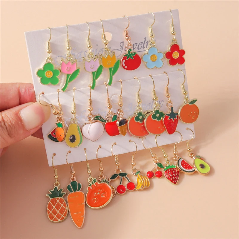 

Cute Fruits Earrings Lovely Enamel Cherry Apple Banana Strawberry Earrings for Women Drop Earrings Ears Hooks Jewelry Gifts 2023