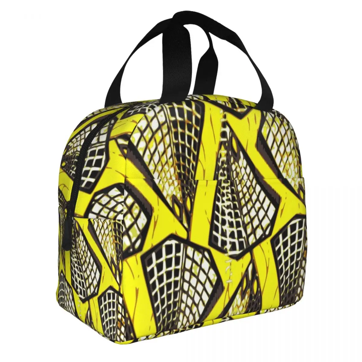 Custom African Ankara Wax Print Yellow Throw Pillow Lunch Bag Women Cooler Thermal Insulated Box for Kids School Children |
