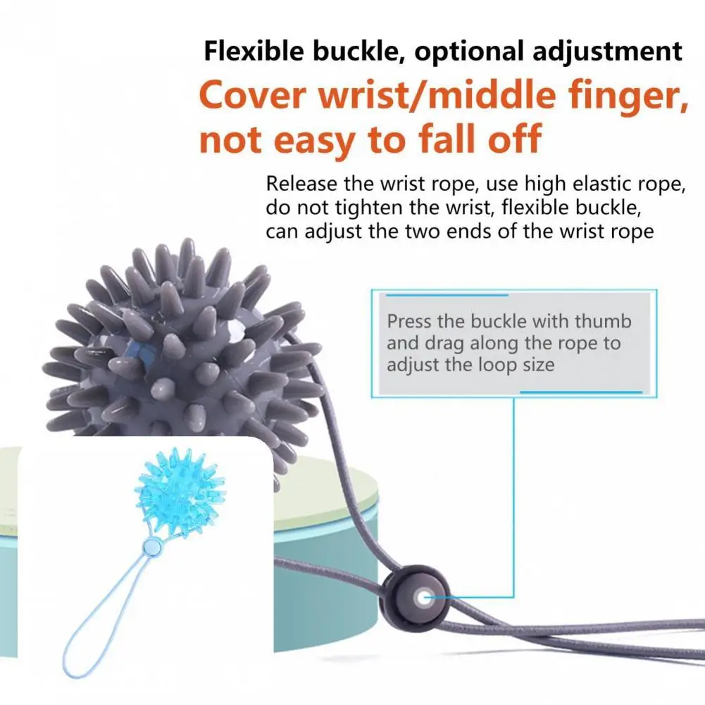 

Hand Exercisers Ball Useful Hand Grip Training Device Grip Strengthener Wrist Rope Design Pocket Size Spike Massager