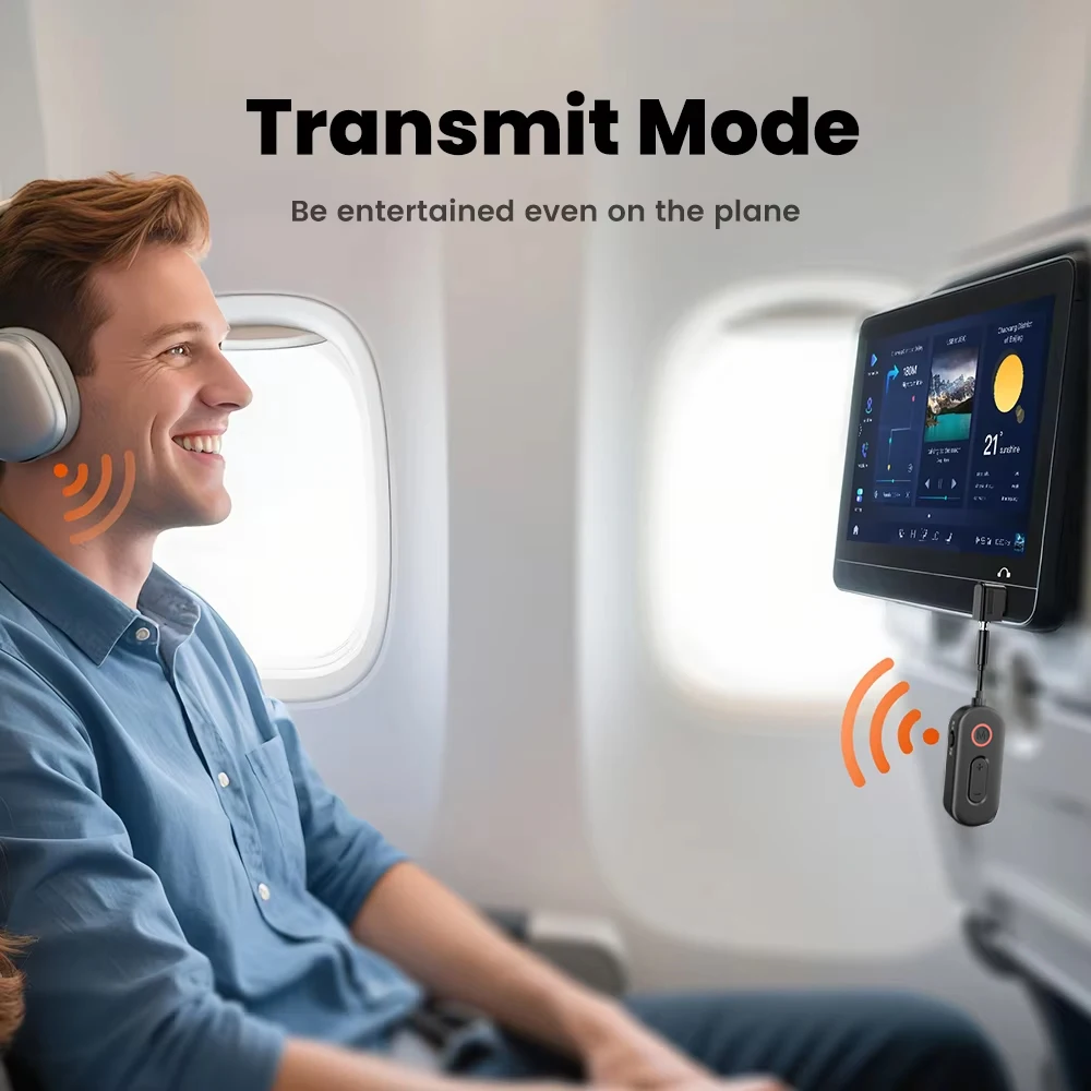 Фото KEBIDU Bluetooth 6.0 Аудиоприемник-передатчик 3,5 мм AUX Hi-Fi стерео беспроводной музыкальный адаптер 2-в-1 для ТВ, автомобилей, самолетов №2