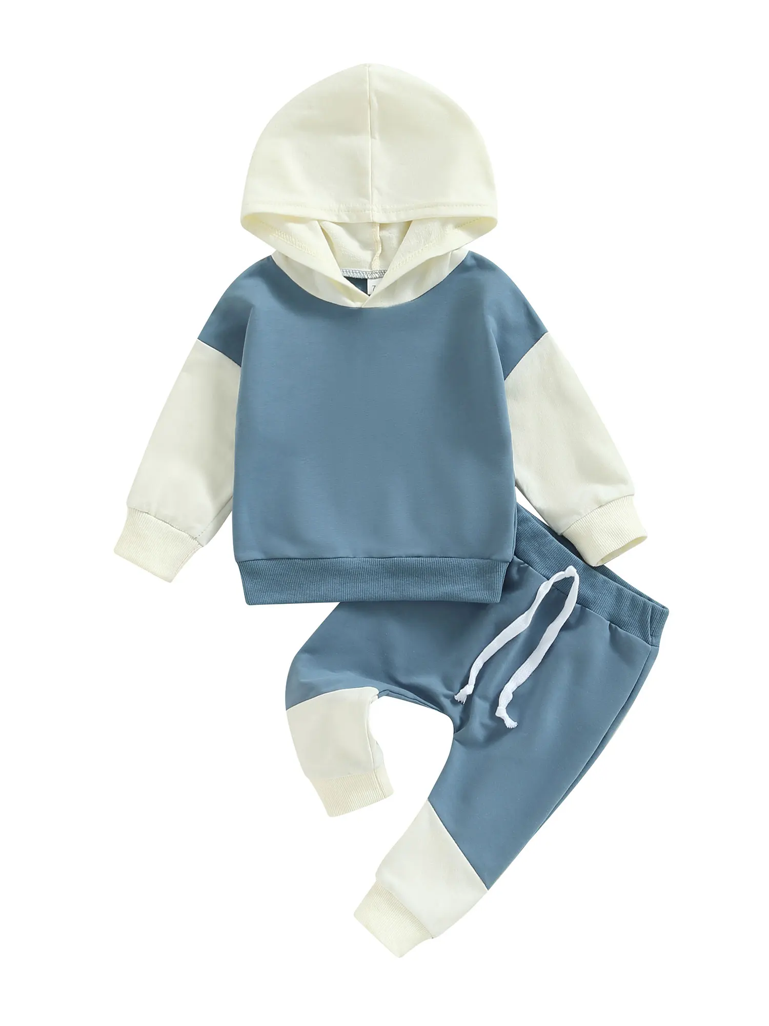 

Спортивный костюм для маленьких мальчиков из 2 предметов, пуловер контрастных цветов с длинным рукавом, толстовка с капюшоном и эластичные ...