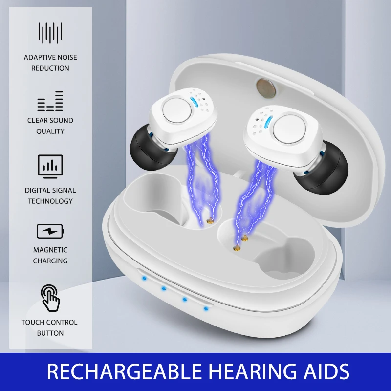 Digital Hearing Aid Rechargeable Hearing Aids Portable Sound Amplifier For Elderly Deafness Impaired Left&Right Ear Aids Device