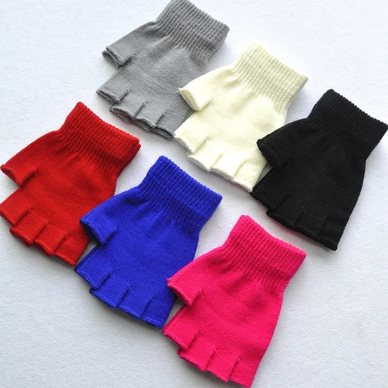 

Small Soft Children's Winter Gloves Cold Warm Acrylic Fingerless Gloves Multi Color Choose Gloves
