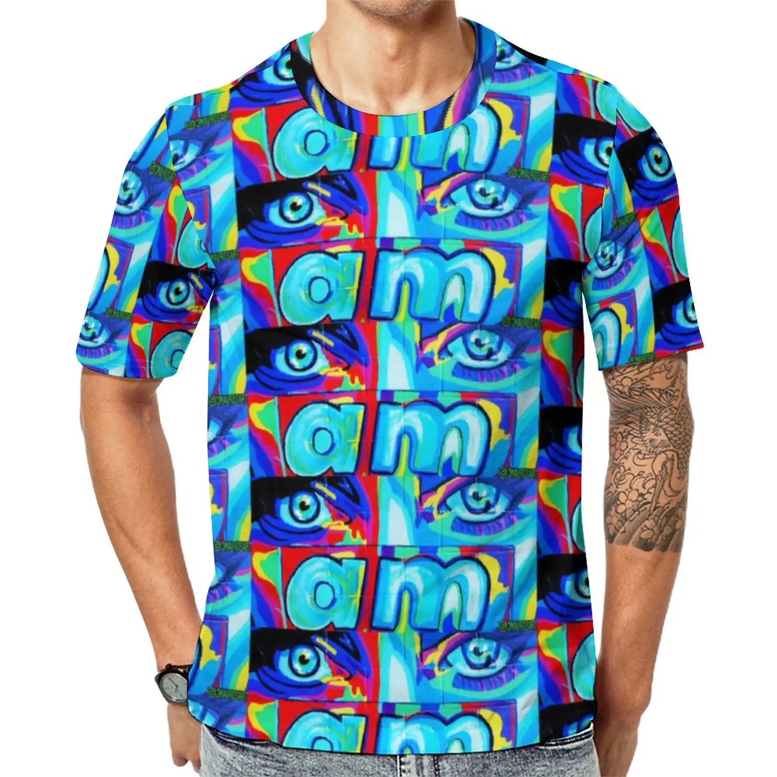 

I AM Eye Graffiti T-Shirt Painted Eyes Popular T-Shirts Short Sleeve Print Tops Wholesale Premium Essential Oversized Top Tees