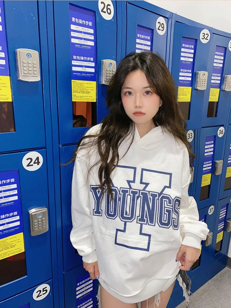 

Женская винтажная свободная толстовка с рисунком в Корейском стиле