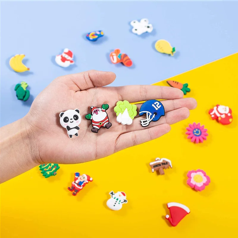 Random 50-100Pcs/Set Cute Jibz Cartoon Character Shoes Accessories Buckle Wholesale Charms Animal Pvc Unisex Kids Birthday Gifts