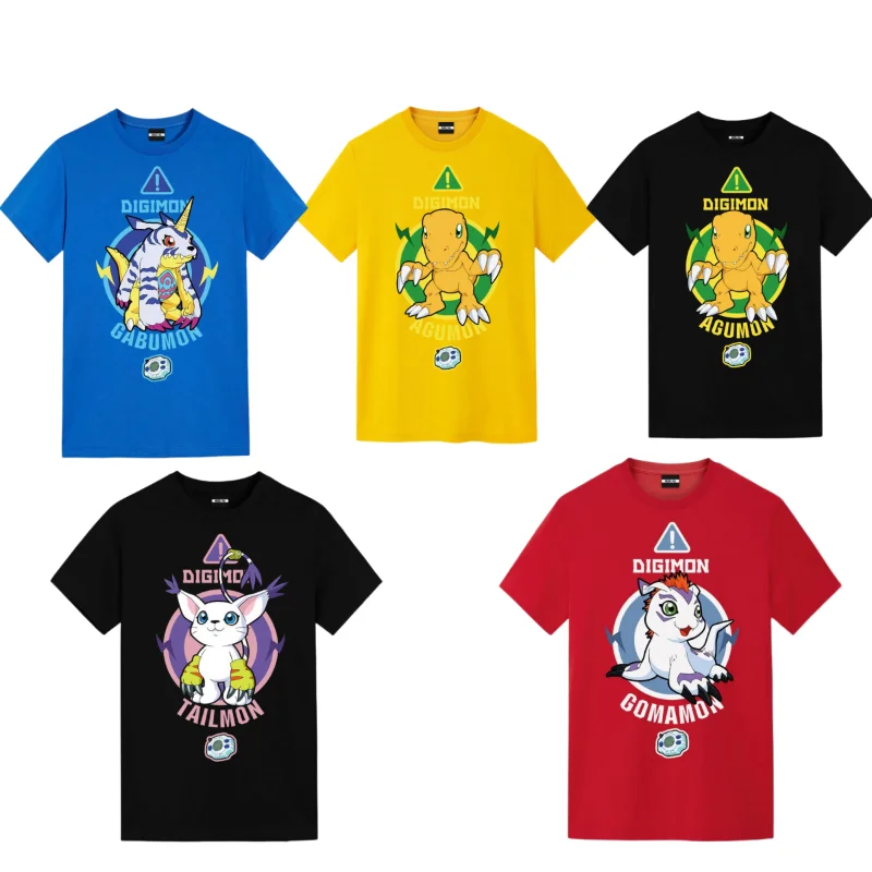 

Футболка Digimon для мужчин и женщин, свободная аниме приключения, вокруг Ягу, чудовище, изысканная и универсальная, с коротким рукавом для пар