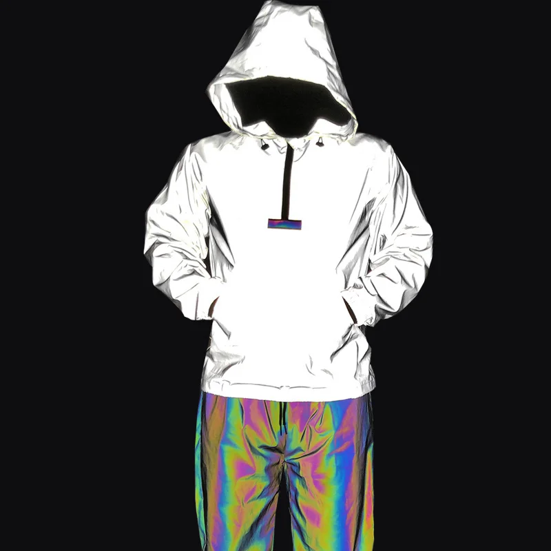 

Dropshipping New Reflective Jacket Men Hooded Coat Cool Hip Hop Jackets Night Glow Mens Jackets Streetwear Jaqueta Masculino