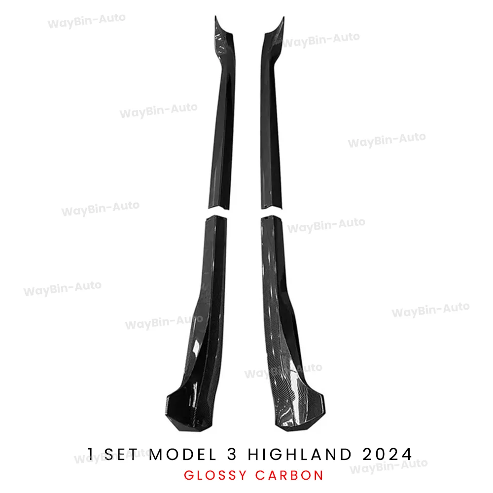 

Автомобильный боковой разветвитель для Tesla Model 3 Y 2017-2024, комплекты кузова Model 3, боковая юбка Highland, глянцевый карбоновый черный, быстрые автомобильные аксессуары