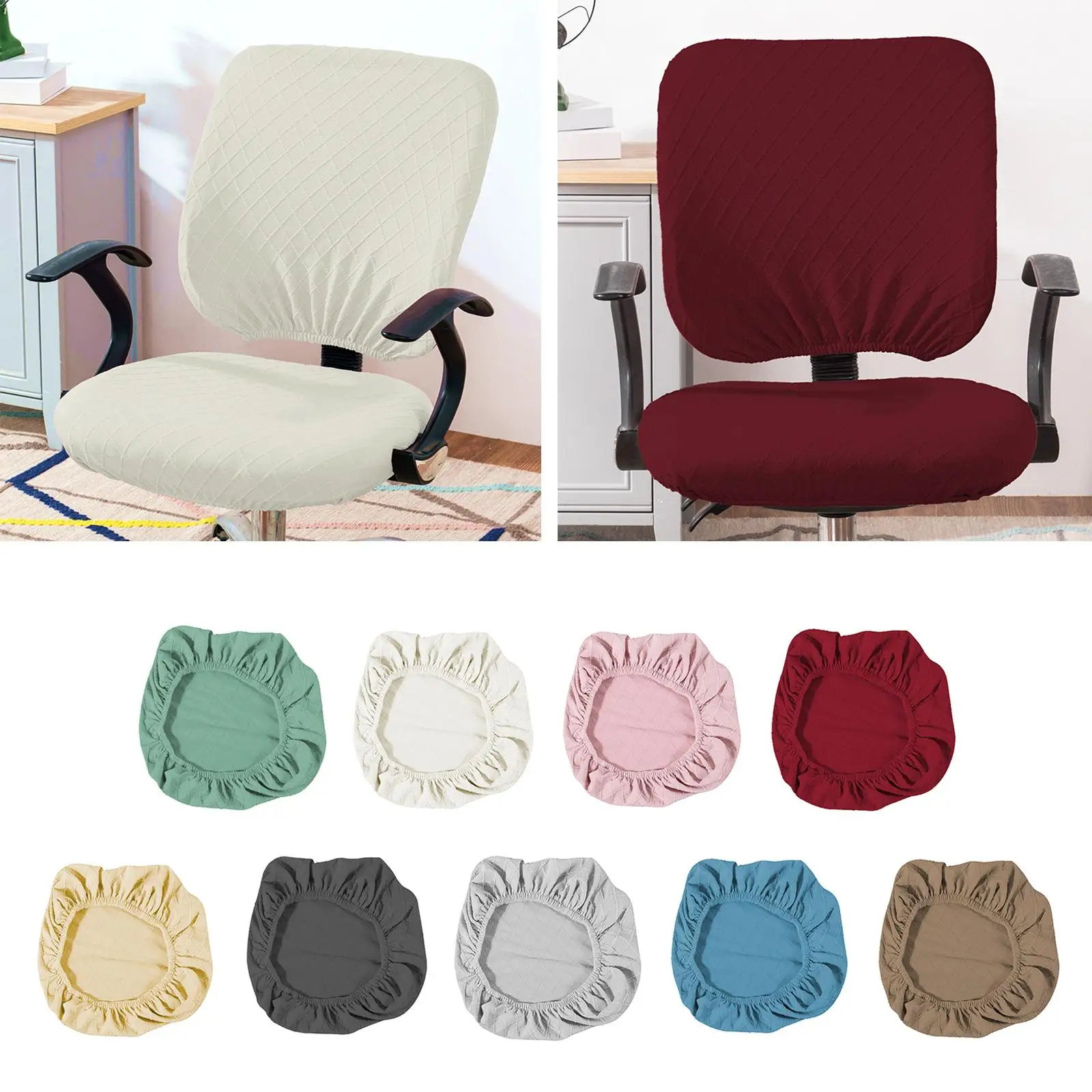 

Stretchable Office Chair Cover Solid Color Chair Slipcover for Computer Chairs Pub Salon