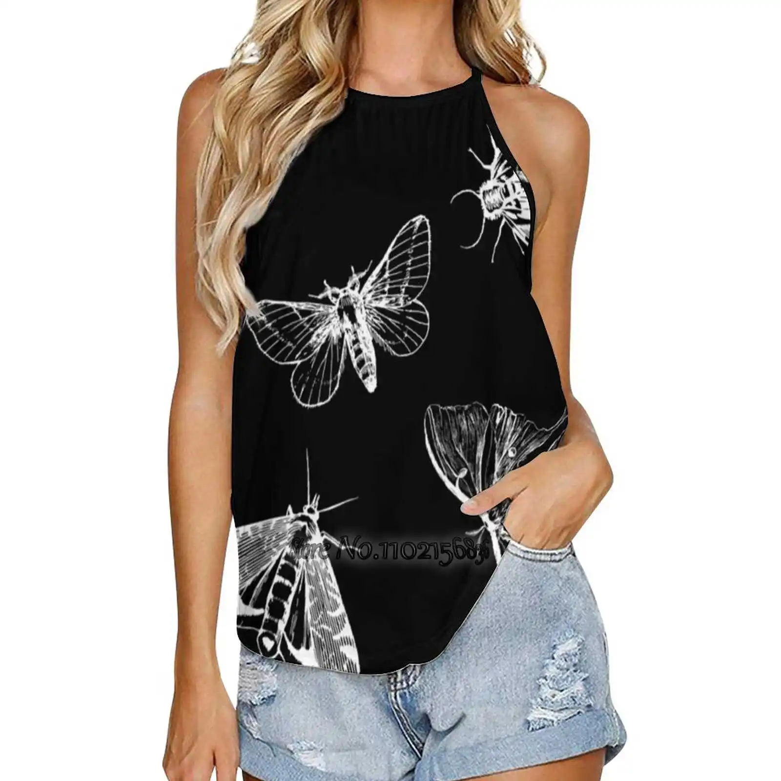 

Женская майка-безрукавка с круглым вырезом