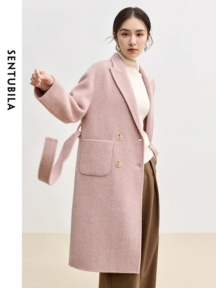 SENTUBILA шерстяное пальто высокого качества для женщин 2024 зимняя двусторонняя