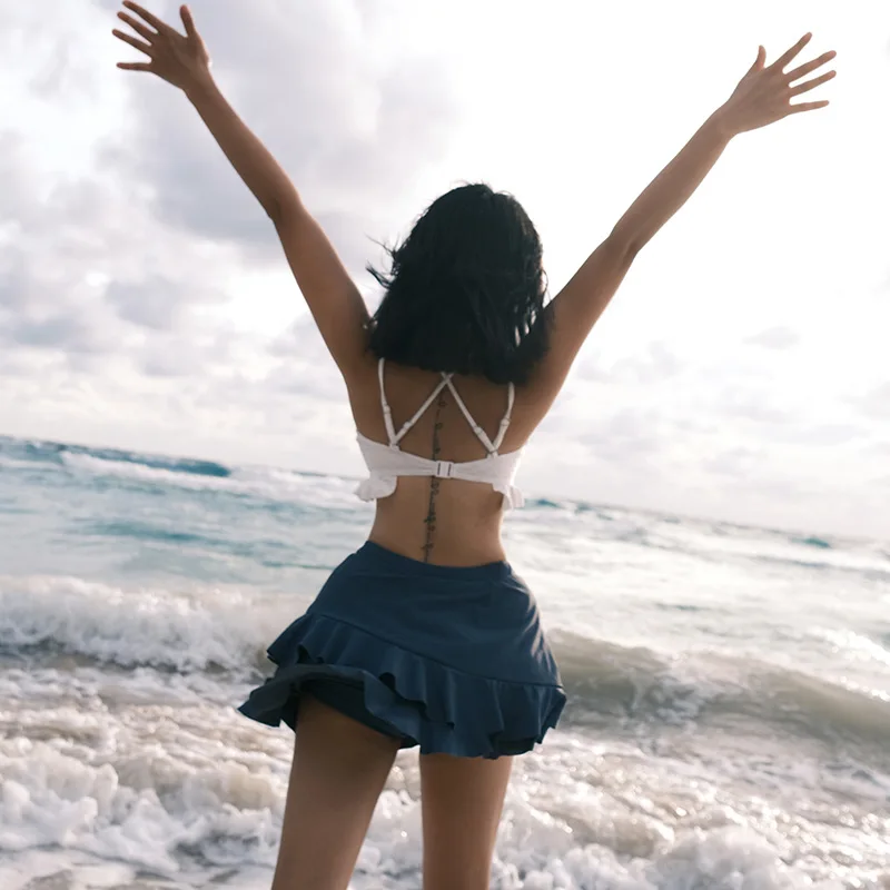 

Two Piece Swimsuit Sexy Women High Waist Swim Bath Suit 2023 New Korean Woman Swimwear Monokini Swimming Swimskirt Dropship