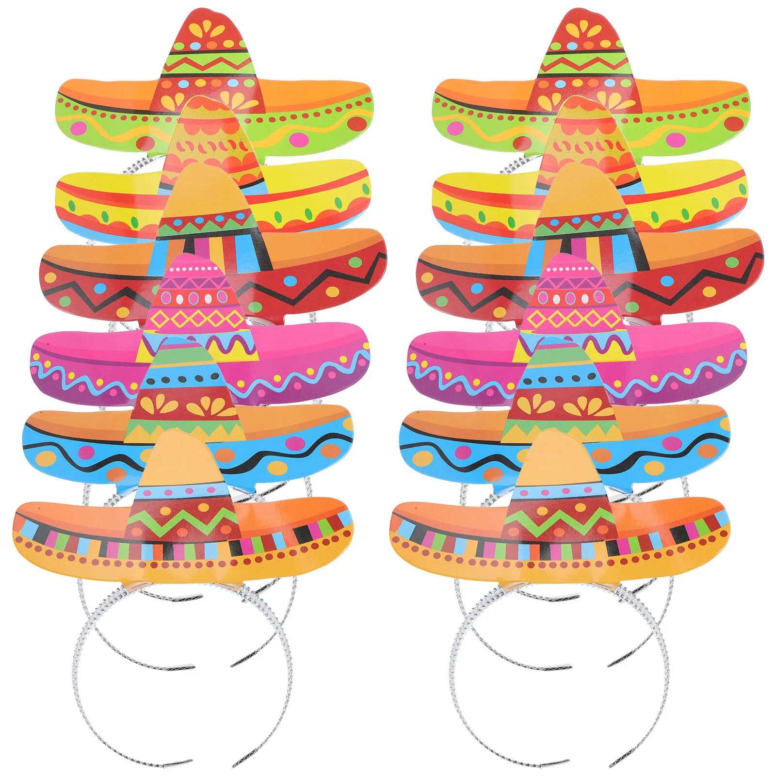 

12 Pcs Mexican Headband Party Hat Headbands Paper Hair Clasp Spanish Festival Supplies