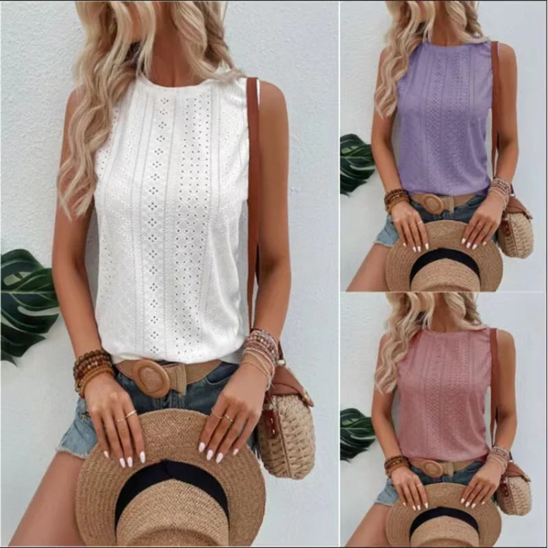 Модный пуловер майка без рукавов с круглым вырезом простой однотонный