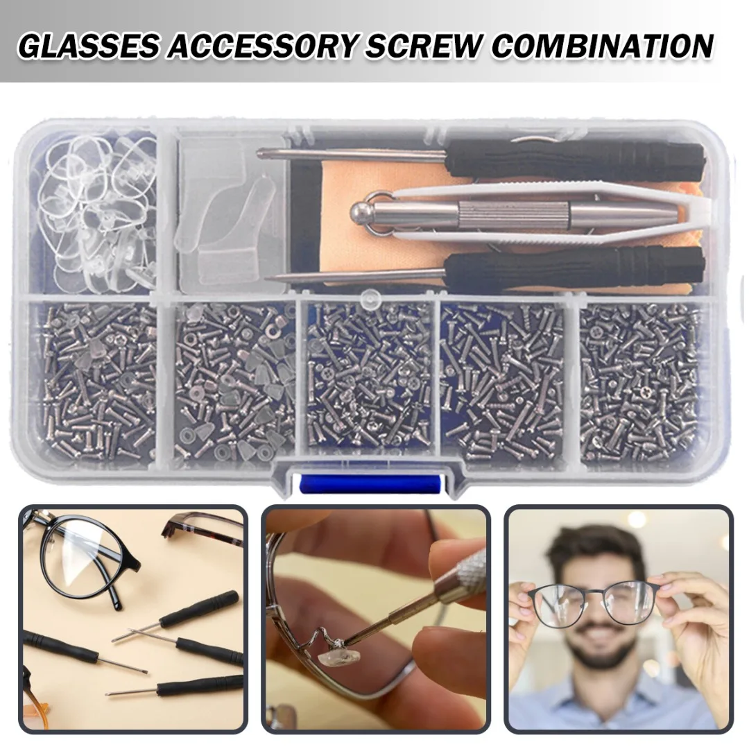 

Eyeglass Sunglasses Screw Nut Nose Pad Screwdriver Tweezers Tool Assorted Kit Optical Eyeglass Repair Tool Set