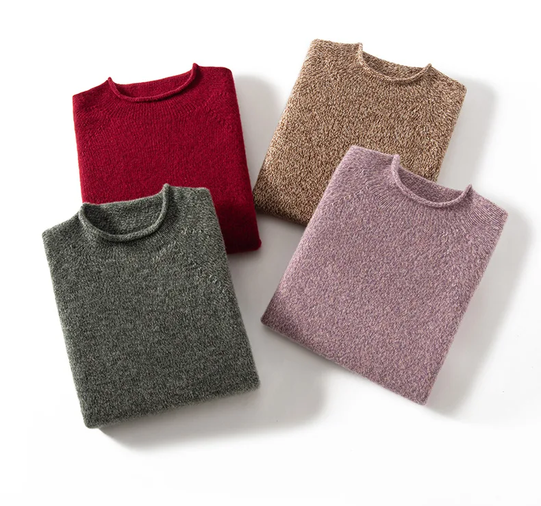 Женский свитер с длинным рукавом круглым вырезом на осень/зиму