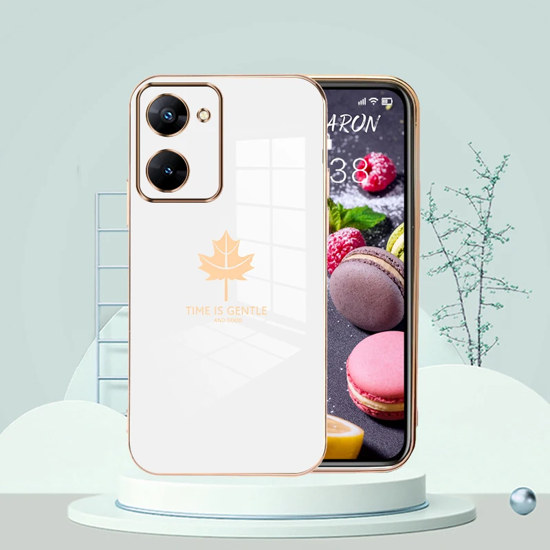 

Plant Pattern Plating Phone Case For Oppo Realme V30 V30T Soft Cover