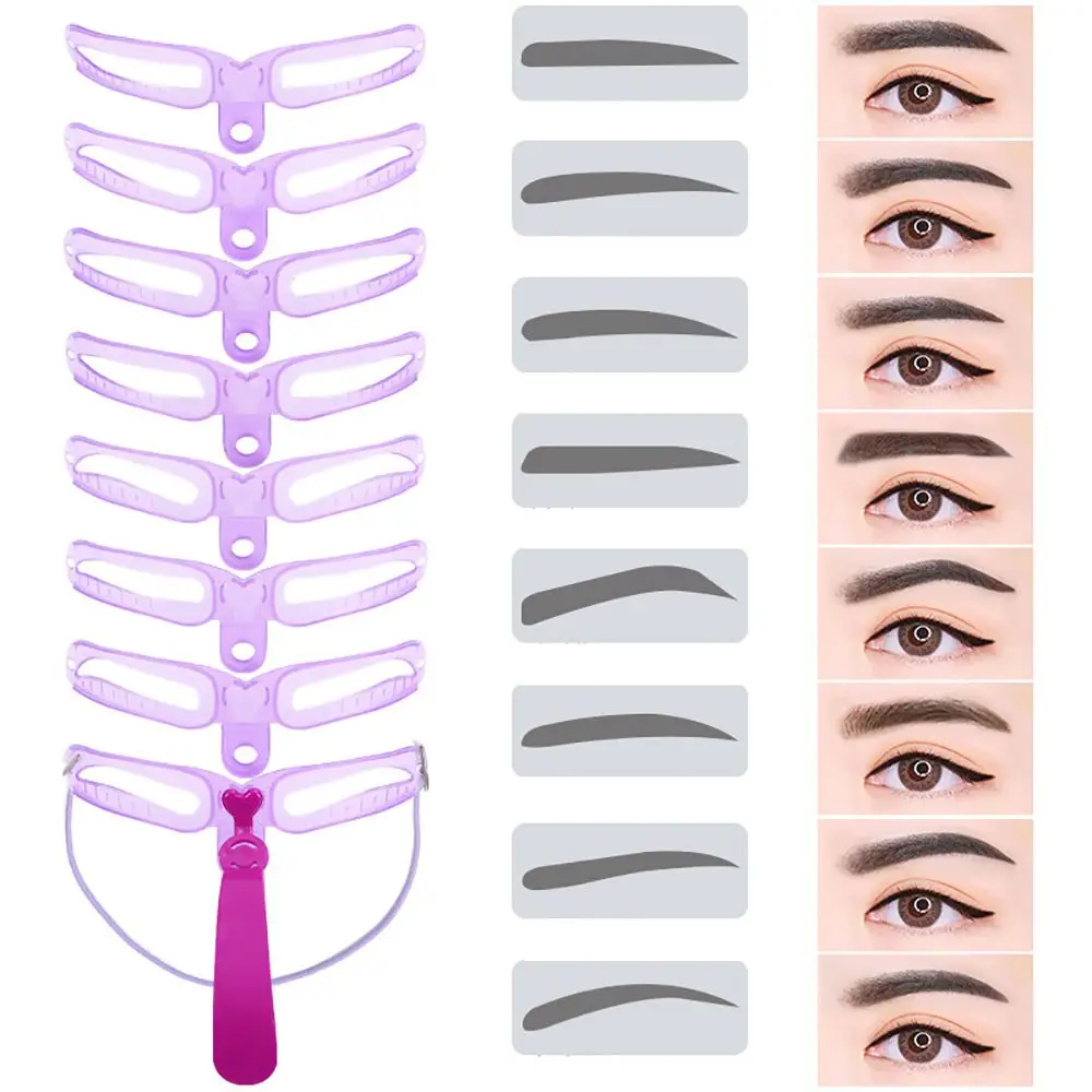 8 In 1 Reusable Eyebrow Stencil Eyebrow Shaper Brow Stamp Template Eyebrows Shape Set Eye Brow Makeup Tools and Accessories