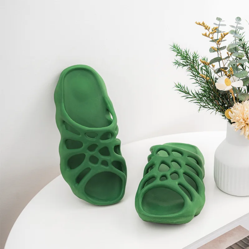 

Ажурные шлепанцы на платформе, женские модные пляжные шлепанцы, мягкие домашние шлепанцы для влюбленных из ЭВА, женские домашние шлепанцы д...