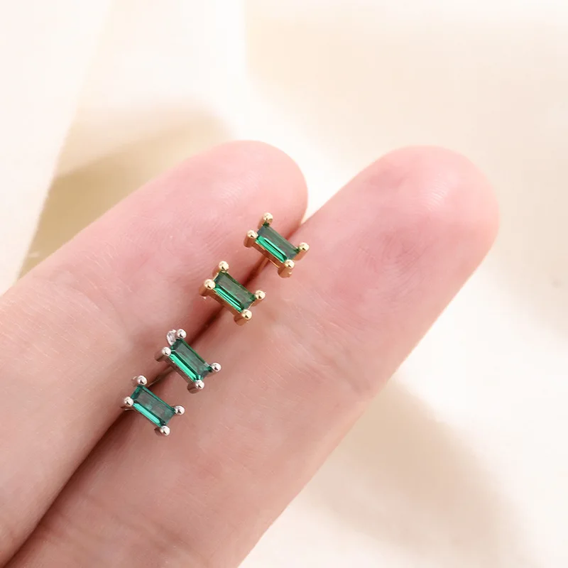 Новые модные простые серьги-гвоздики с зеленым цирконием для женщин изысканные