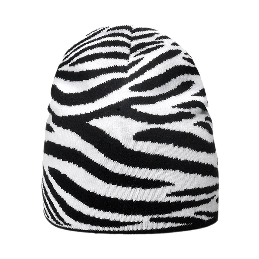 

Winter Leopard Plaid Hats Women Fashion Warm Beanie Casual Wool Knitted Zebra Cow Print Acrylic Hat Hip Hop Caps