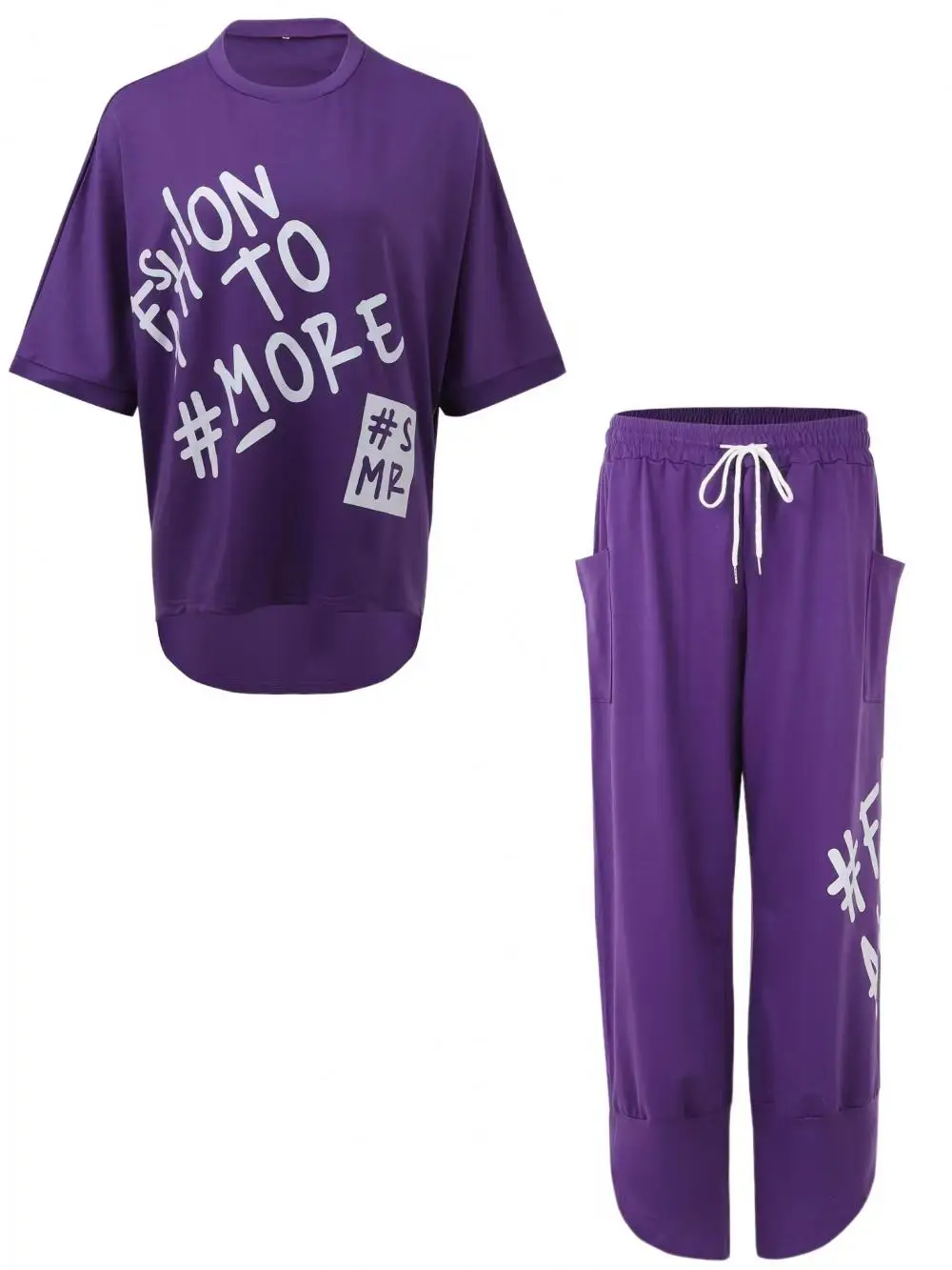 Женский комплект из двух предметов футболка с коротким рукавом Широкие штаны