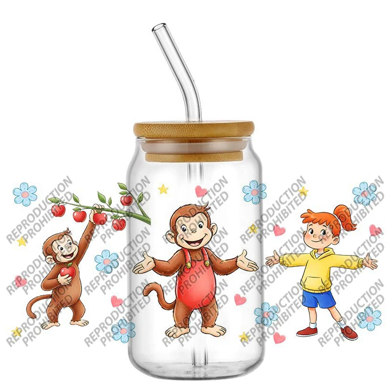 Наклейки Monkey George, водонепроницаемые, УФ-стойкие, DTF-наклейки для кружек и стаканов, 3D-декор для стаканов Libbey объемом 16 унций, для домашнего декора. (art.: 3920da331b326) - 3920da331b326