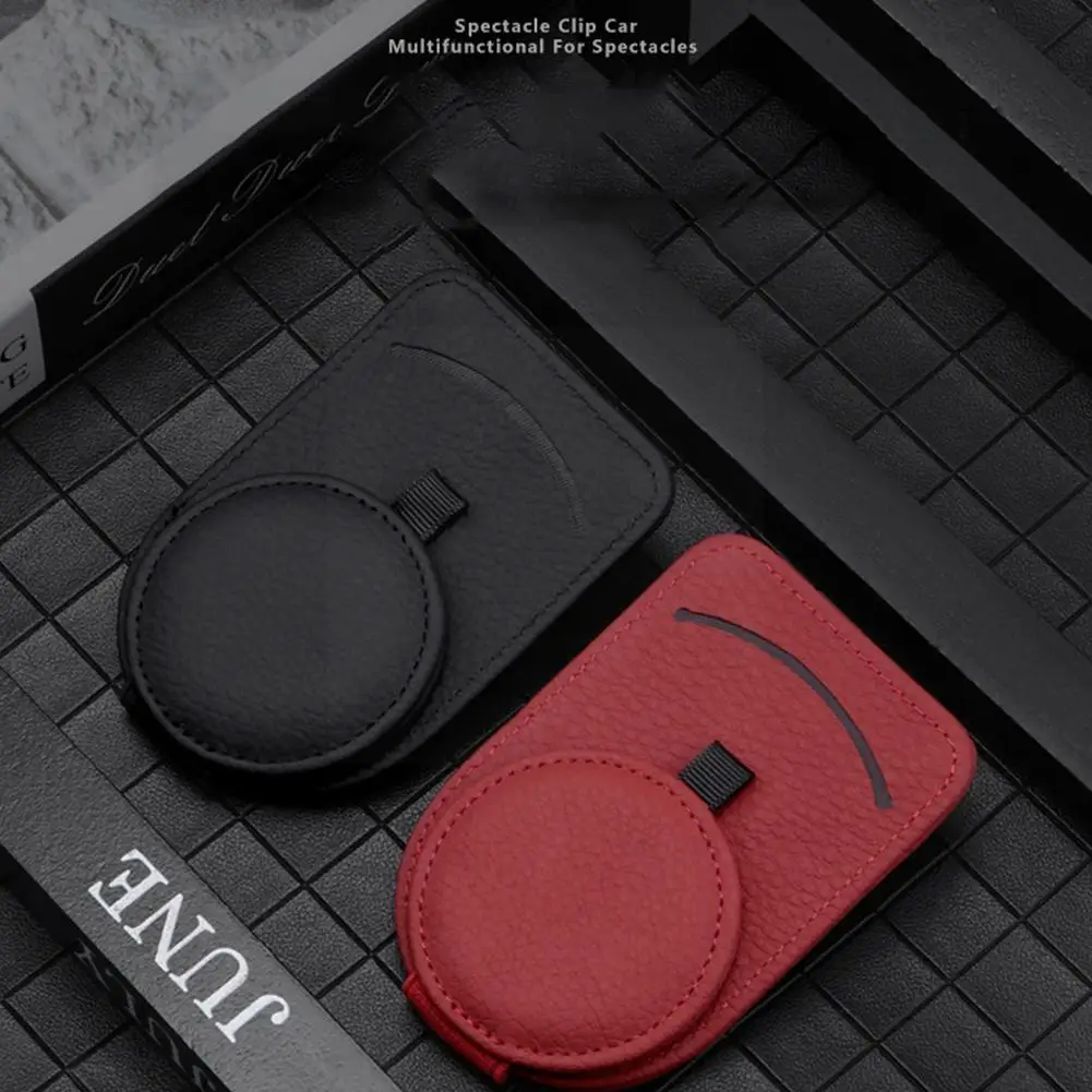 

Car Glasses Holder Multi-function Car Sunglasses Holder Clip Cases Card Suns Leather Storage Glasses Visor G9F7