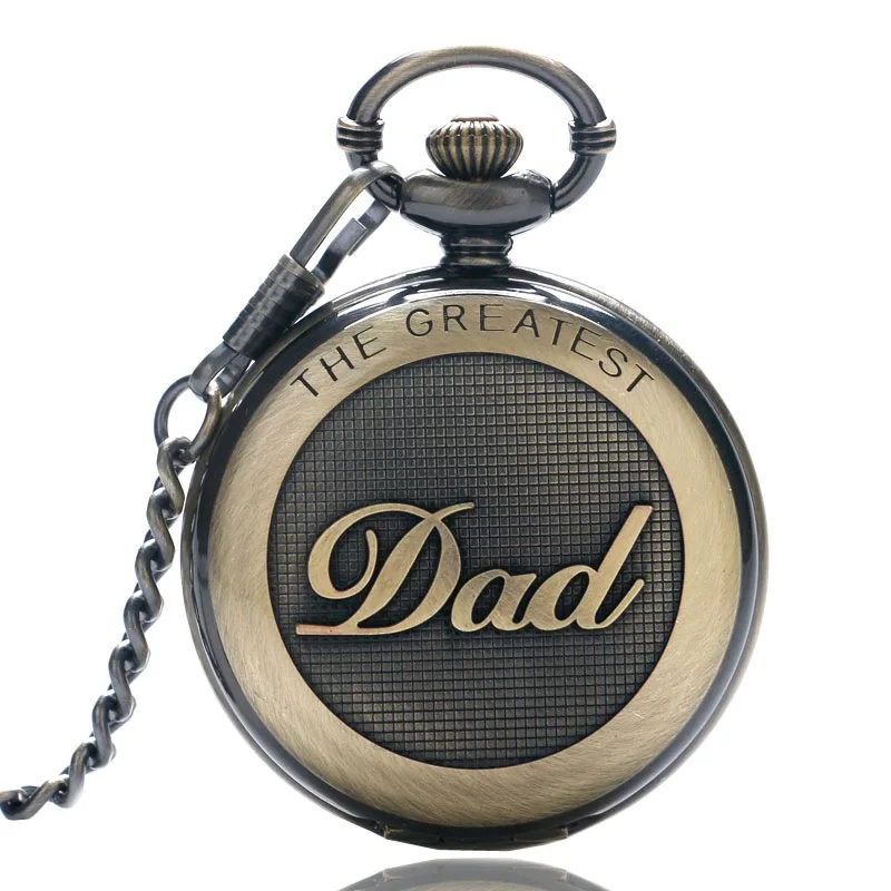 

Luxury To My DAD I Love You Carving Quartz Pocket Watch for Father Engraved Watches Fob Chain Clock for Daddy Man Birthday Gifts