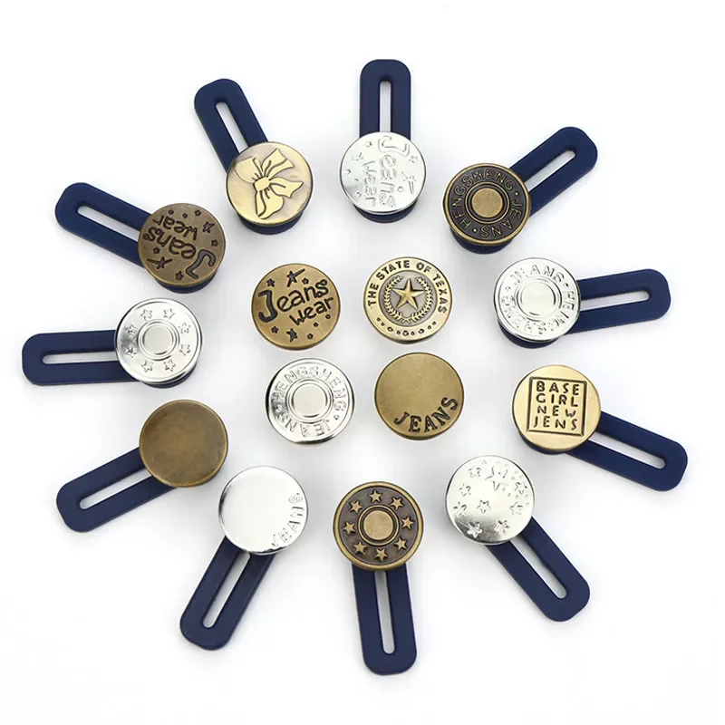 

Hot Sell Metal Button Extender for Pants Jeans Free Sewing Adjustable Retractable Waistband Waist Extenders Buttons
