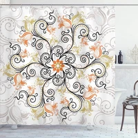 mandala shower curtain classical round flowers frame tulips floral design waterproof fabric bathroom bath curtains with hooks