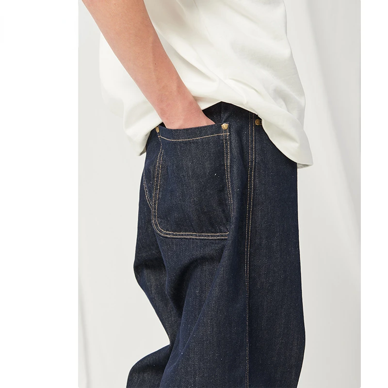 2023 New High Quality Summer New Japanese Loose Fashion Brand Casual Straight Dark Basic Jeans Men and Women Trousers  Fashion