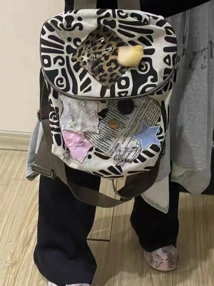 Универсальные модные простые женские плечевые рюкзаки Y2k с коровьим узором