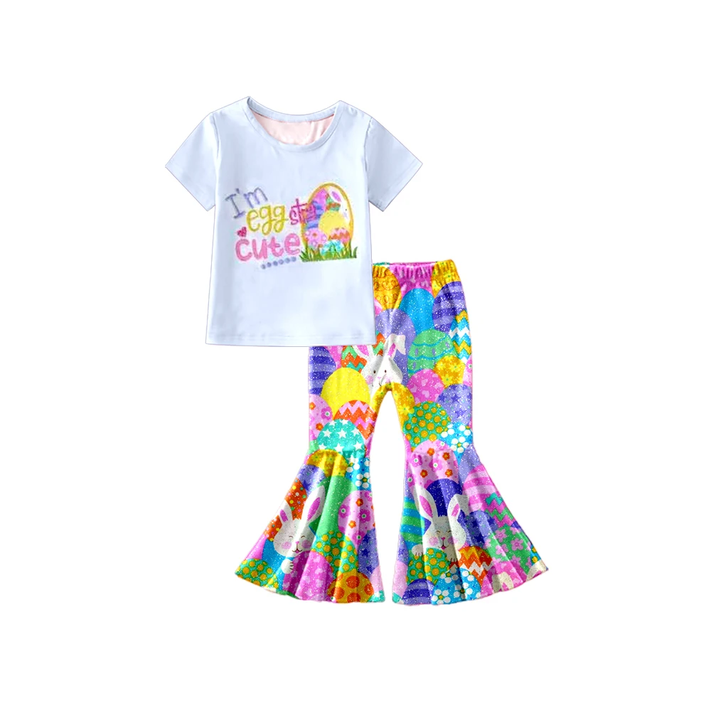 

Wholesale Fall Fashion Kids Easter Pink Jesus Shirt Clothes Set Baby Toddler Girls Outfit Children Boutique Striped Bells Pants